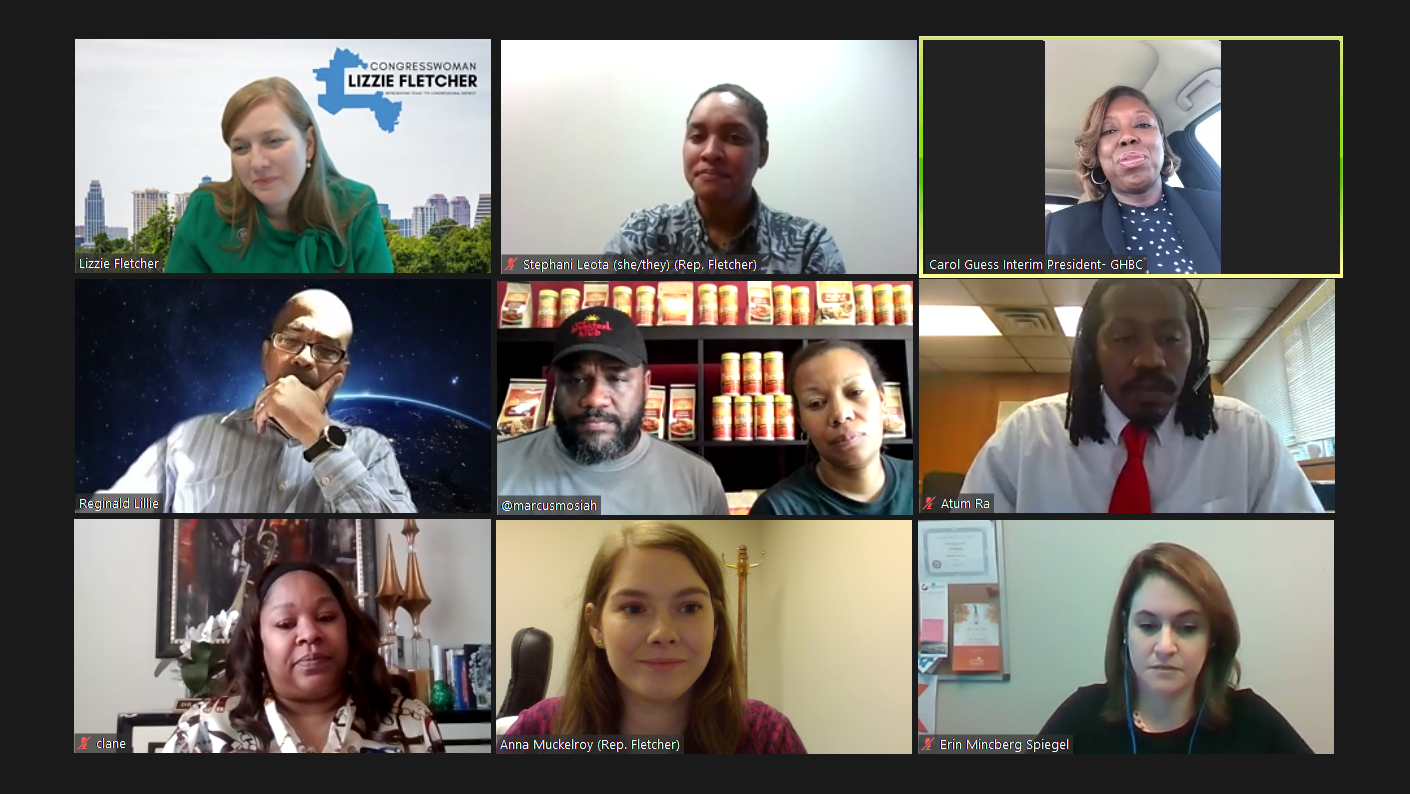 A zoom screenshot of the Black Business Month Roundtable