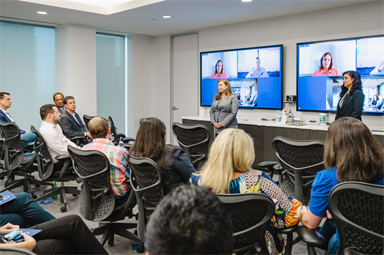 Rep. Fletcher listens to a question during a meeting with Tellurian employees