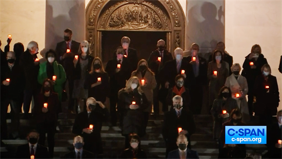 Rep. Fletcher among the Members of Congress at the Capitol's candlelight vigil in memory of the 500,000 American COVID deaths